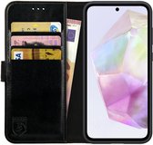 Rosso Element Geschikt voor Samsung Galaxy A35 | Portemonnee Hoesje | Wallet Book Case | 3 Pasjes | Magneetsluiting | Stand Functie | Zwart