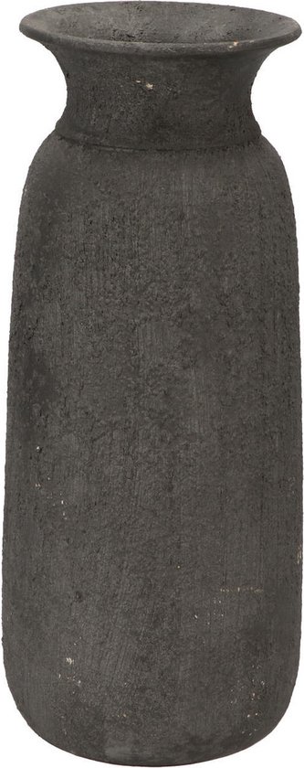 DK Design Bloemenvaas kruik model Maya - verweerd zwart - D18 x H40 cm - rustiek