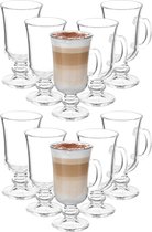 Kinvara Caffe Latte macchiato/koffie glazen model Paris - transparant glas - 12x stuks - 250 ml