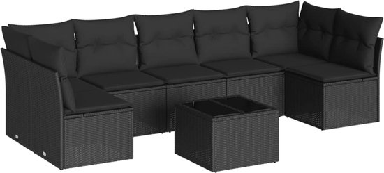 vidaXL-8-delige-Loungeset-met-kussens-poly-rattan-zwart
