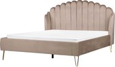 AMBILLOU - Tweepersoonsbed - Taupe - 160 x 200 cm - Fluweel