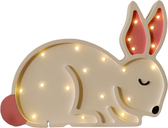 Houten Nachtlampje Konijn – Magische LED Sfeerverlichting met Dimmer en Timer - Perfect voor Baby's en Peuters - Wandlamp voor in de Slaapkamer en Kinderkamer