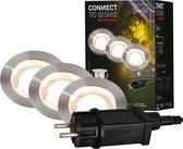 Briloner - LED vloerinbouwspots - 3912032 - Startset - IP67 BEPERKT - Warm wit licht - 1,5m voedingskabel - 0,6 watt en 40 lumen per stuk - Ø30x26mm - Zilverkleurig