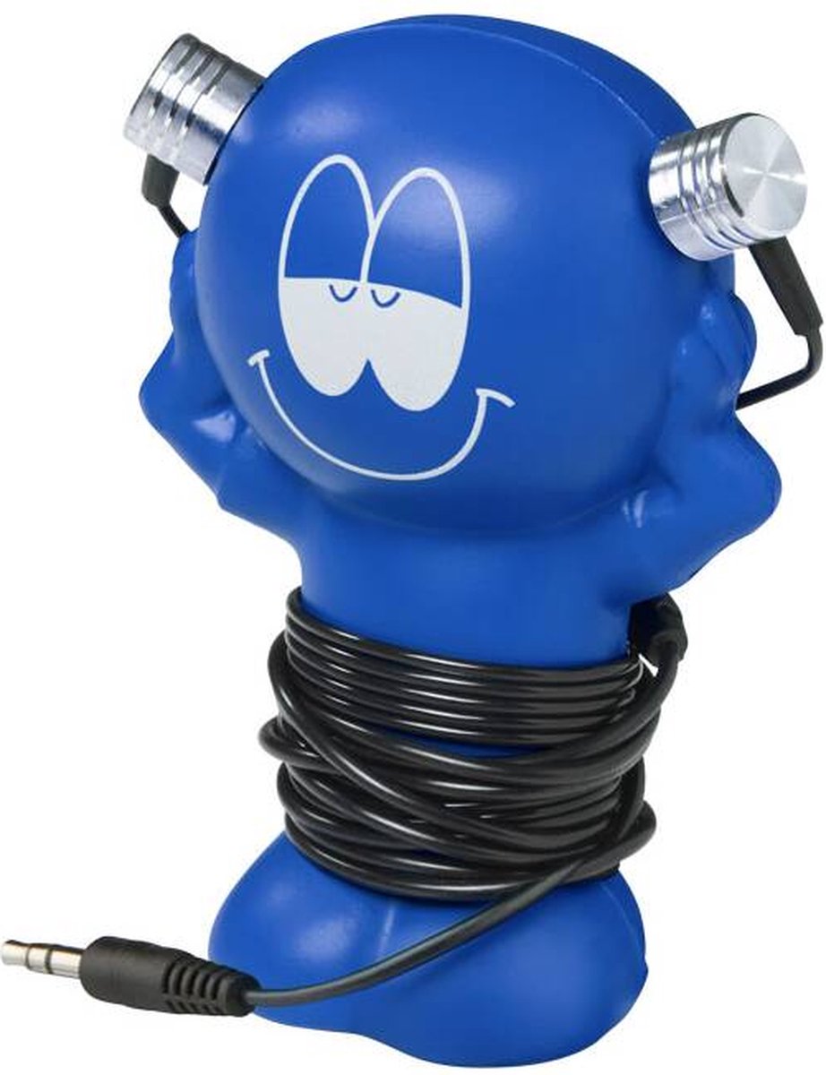 Stress Poppetje met Oordoppen - Stressbal - Oordopjes met houder - Blauw