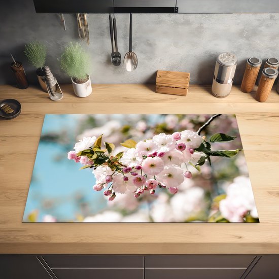 KitchenYeah® Inductie beschermer 80x52 cm - Bloemen - Bloesem - Lente - Kookplaataccessoires - Afdekplaat voor kookplaat - Inductiebeschermer - Inductiemat - Inductieplaat mat