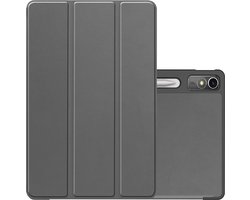 Hoes - Geschikt voor Lenovo Tab P12 - Dun & Stevig - Trifold Bookcase - Hard Cover Case - Met Uitsparing Geschikt voor Lenovo Pen - Hardcover Book - Tablet Hoesje - Grijs