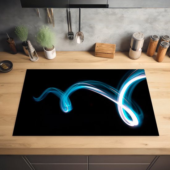 KitchenYeah® Inductie beschermer 81.2x52 cm - Licht - Blauw - Abstract - Kookplaataccessoires - Afdekplaat voor kookplaat - Inductiebeschermer - Inductiemat - Inductieplaat mat