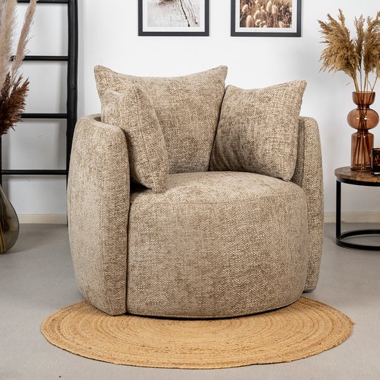 Bronx71® Fauteuil Ruby chenille stof taupe