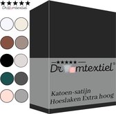 Bol.com Droomtextiel Katoen Satijnen Hoeslaken Zwart 180x200 cm - Hoogwaardige Kwaliteit - Perfecte Pasvorm - Super Zacht - Hoge... aanbieding