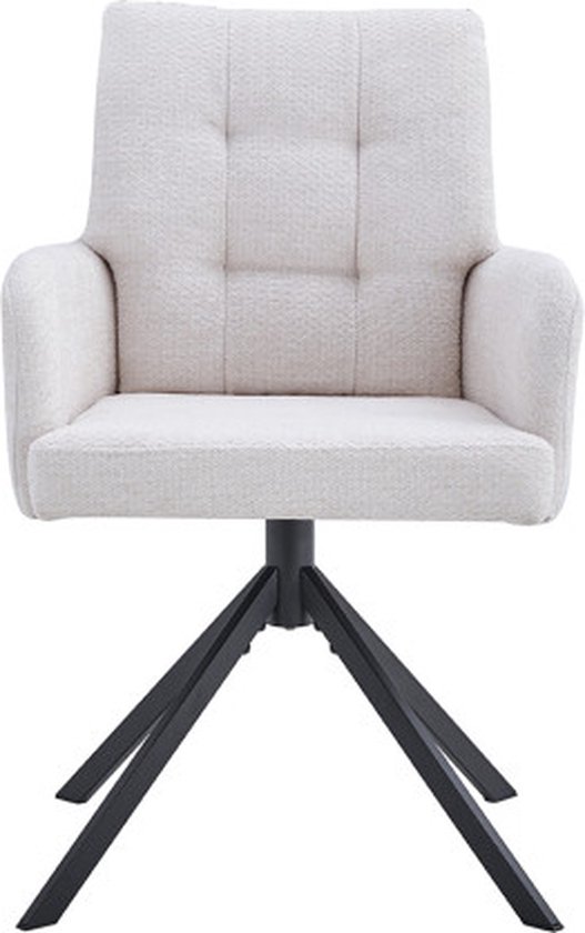 Chaise de salle à manger 'Granada' Ecru, Pieds en métal et revêtement en tissu