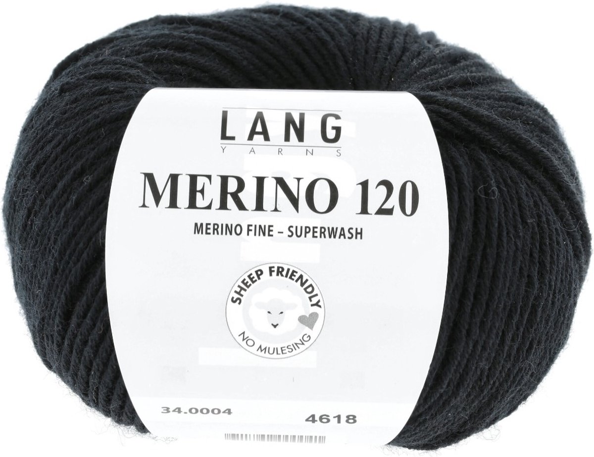 Lang Yarns Merino 120 - 04 zwart - Merinowol Garen