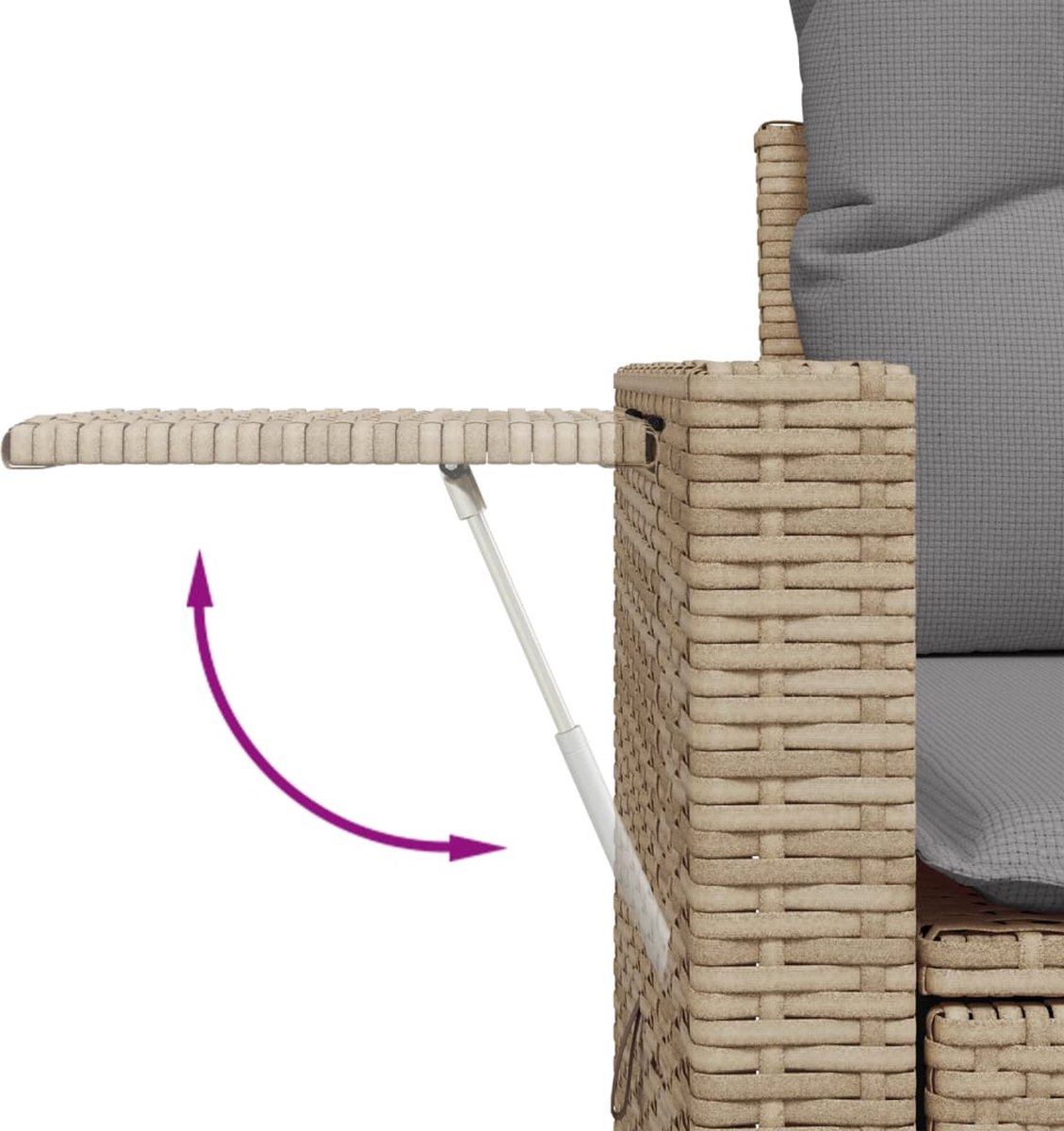 vidaXL - 6-delige - Loungeset - met - kussens - poly - rattan - beige thumbnail 6