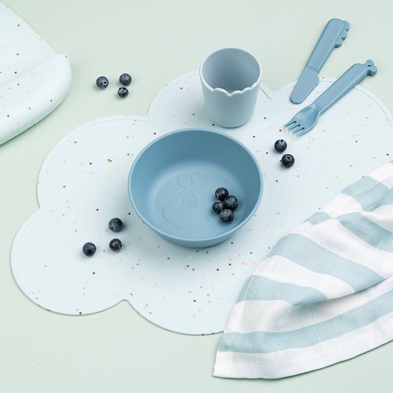 Done by Deer Silicone Placemat - Confetti - Blue van Done by Deer — afbeelding 4