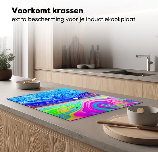 KitchenYeah® Inductie beschermer 77x51 cm - Vormen - Kleur - Kunst - Psychedelisch - Kookplaataccessoires - Afdekplaat voor kookplaat - Inductiebeschermer - Inductiemat - Inductieplaat mat