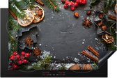 KitchenYeah inductie beschermer 80x52 cm - Kruiden - Kerst stilleven - Kookplaataccessoires - Afdekplaat voor kookplaat - Anti slip mat - Keuken decoratie inductieplaat - Inductiebeschermer - Inductiemat - Beschermmat voor fornuis