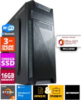 Budget Office PC - Ryzen 5 - 1TB NVMe SSD - 16GB RAM - Radeon Vega 7 - Inclusief Office Professional Plus 2021