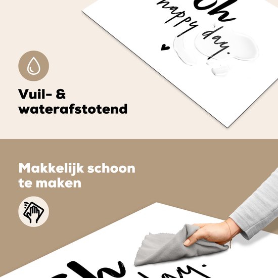 KitchenYeah® Inductie beschermer 78x52 cm - Quotes - Oh happy day - Spreuken - Geluk - Kookplaataccessoires - Afdekplaat voor kookplaat - Inductiebeschermer - Inductiemat - Inductieplaat mat