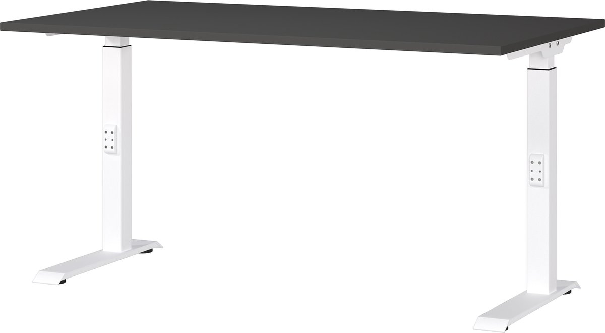 Bureau Galileo Wit - Grafiet - 140x80cm - Hoogte 91 cm - In hoogte verstelbaar