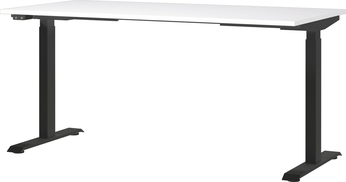 Elektrisch zit-sta Bureau Galileo Wit - Zwart - 160x80cm - Hoogte 120 cm - In hoogte verstelbaar