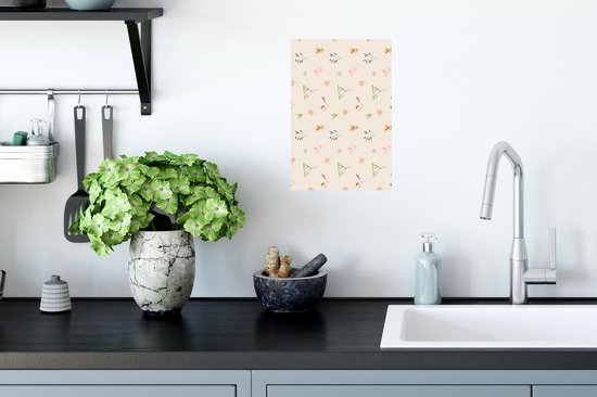 Muurstickers - Sticker Folie - Bloemen - Patroon - Planten - 20x30 cm - Plakfolie - Muurstickers Kinderkamer - Zelfklevend Behang - Zelfklevend behangpapier - Stickerfolie