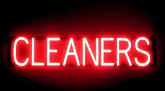 CLEANERS - Lichtreclame Neon LED bord verlicht | SpellBrite | 78 x 16 cm | 6 Dimstanden - 8 Lichtanimaties | Reclamebord neon verlichting