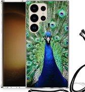 Beschermhoesje Geschikt voor Samsung Galaxy S24 Ultra Telefoon Hoesje met doorzichtige rand Pauw