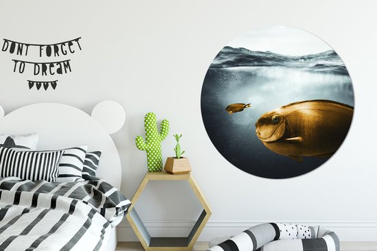 WallCircle - Cercle mural - Cercle mural - Mer - Pêche - Or - Aluminium - Dibond - 140x140 cm - Intérieur et Extérieur