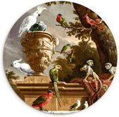 WallCircle - Wandcirkel ⌀ 90 - De menagerie - Melchior d' Hondecoeter - Vogel - Ronde schilderijen woonkamer - Wandbord rond - Muurdecoratie cirkel - Kamer decoratie binnen - Wanddecoratie muurcirkel - Woonaccessoires