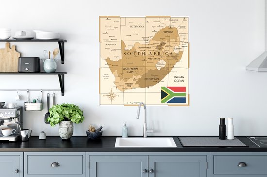 Sticker Muursticker illustration Afrique - Illustration de l'ancienne carte de l' Afrique - 80x80 cm - feuille autocollante - sticker mural repositionnable