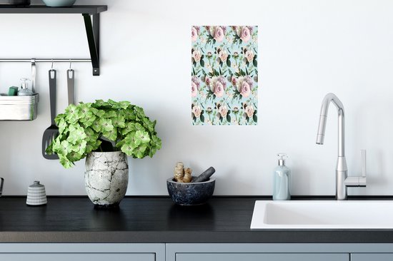 Stickers Stickers muraux - Fleurs - Roses - Pastel - 20x30 cm - Feuille adhésive