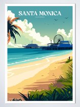 Santa Monica Pier Poster 50 x 70 cm - Stadsposter - Los Angeles - Woonaccessoires