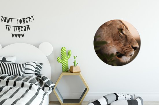 WallCircle - Wandcirkel ⌀ 60 - Leeuw - Wilde dieren - Jungle - Ronde schilderijen woonkamer - Wandbord rond - Muurdecoratie cirkel - Kamer decoratie binnen - Wanddecoratie muurcirkel - Woonaccessoires