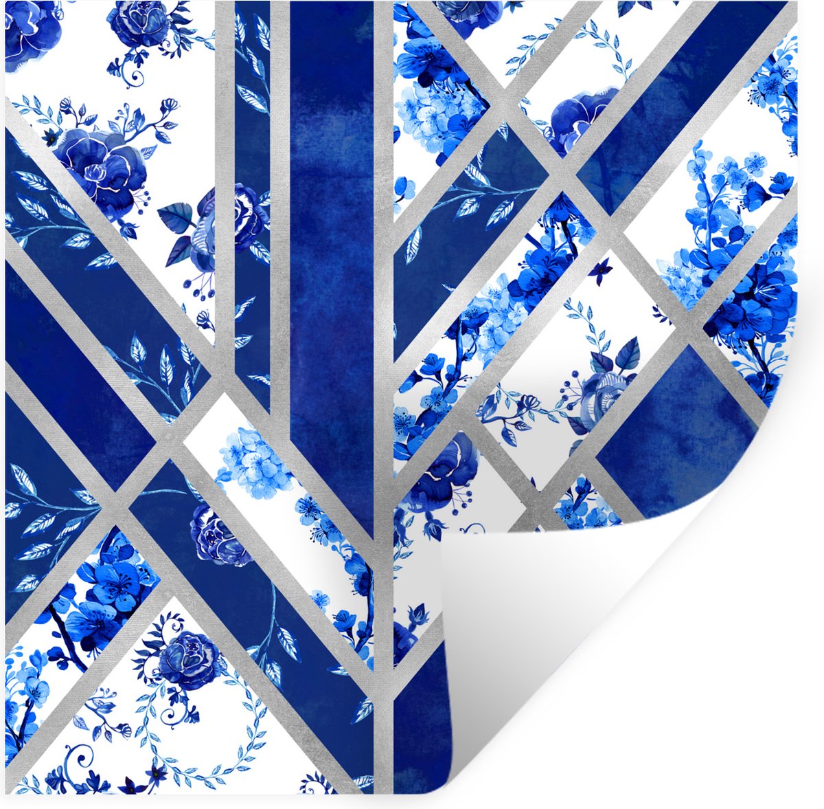 Muurstickers - Sticker Folie - Delfts blauw - Patroon - Abstract - 50x50 cm - Plakfolie -