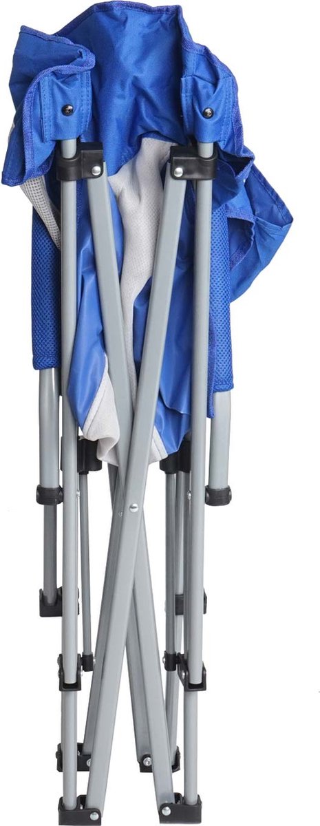 Campingstoel MCW-L50, klapstoel, vissersstoel, regisseursstoel, afwasbare beschermhoes van staal en stof/textiel ~ blauw — afbeelding 4