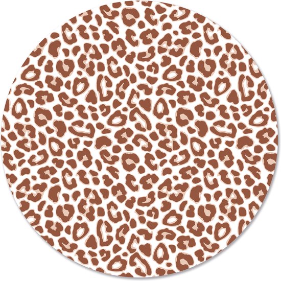 Label2X - Muurcirkel leopard terracotta - Ø 120 cm - Forex - Multicolor - Wandcirkel - Rond Schilderij - Muurdecoratie Cirkel - Wandecoratie rond - Decoratie voor woonkamer of slaapkamer