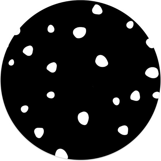 Label2X Muurcirkel kids dots zwart - Ø 100 cm / Forex - Wandcirkel kids dots - Wandcirkel kinderkamer - Wandcirkel rond - Wanddecoratie woonkamer - Wandcirkel - Muurcirkel binnen - Wandbord rond - Muurcirkel - WallCircle