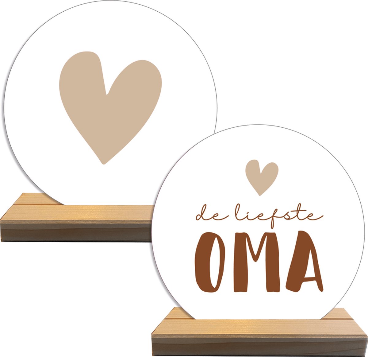 Label2X - Wensmomentje De liefste Oma Hart - Wit/Terracotta - 15cm