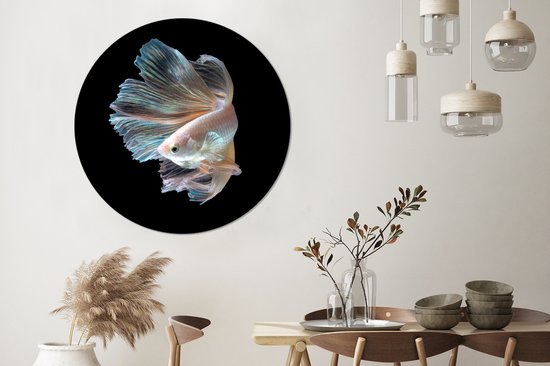 Wall Circle - Wall Circle Indoor - Poisson - Staart - Zwart - ⌀ 120 cm - Décoration murale - Peintures Ronds XXL