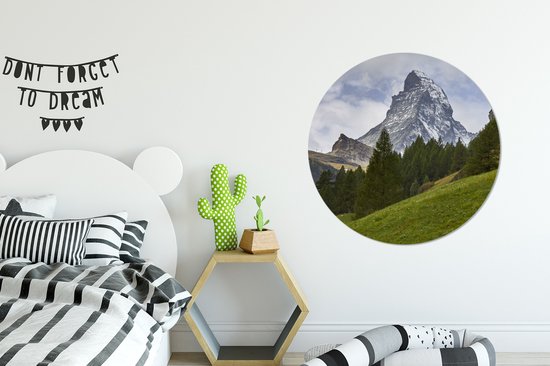 WallCircle - Peinture - Le Cervin Suisse Derrière Une Pinède Et - Multicolore - 90 X 90 Cm