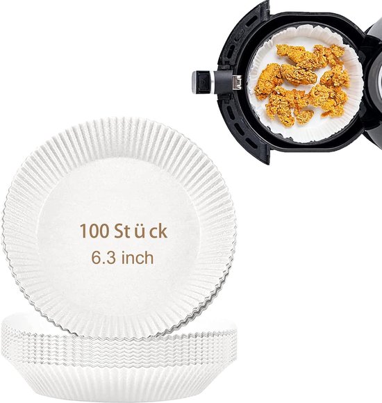 Foto: 100 stuks air fryer wegwerp papieren liners non stick airfryer liners koken papier natuurlijk perkamentpapier voor friteuse stoomboot magnetron