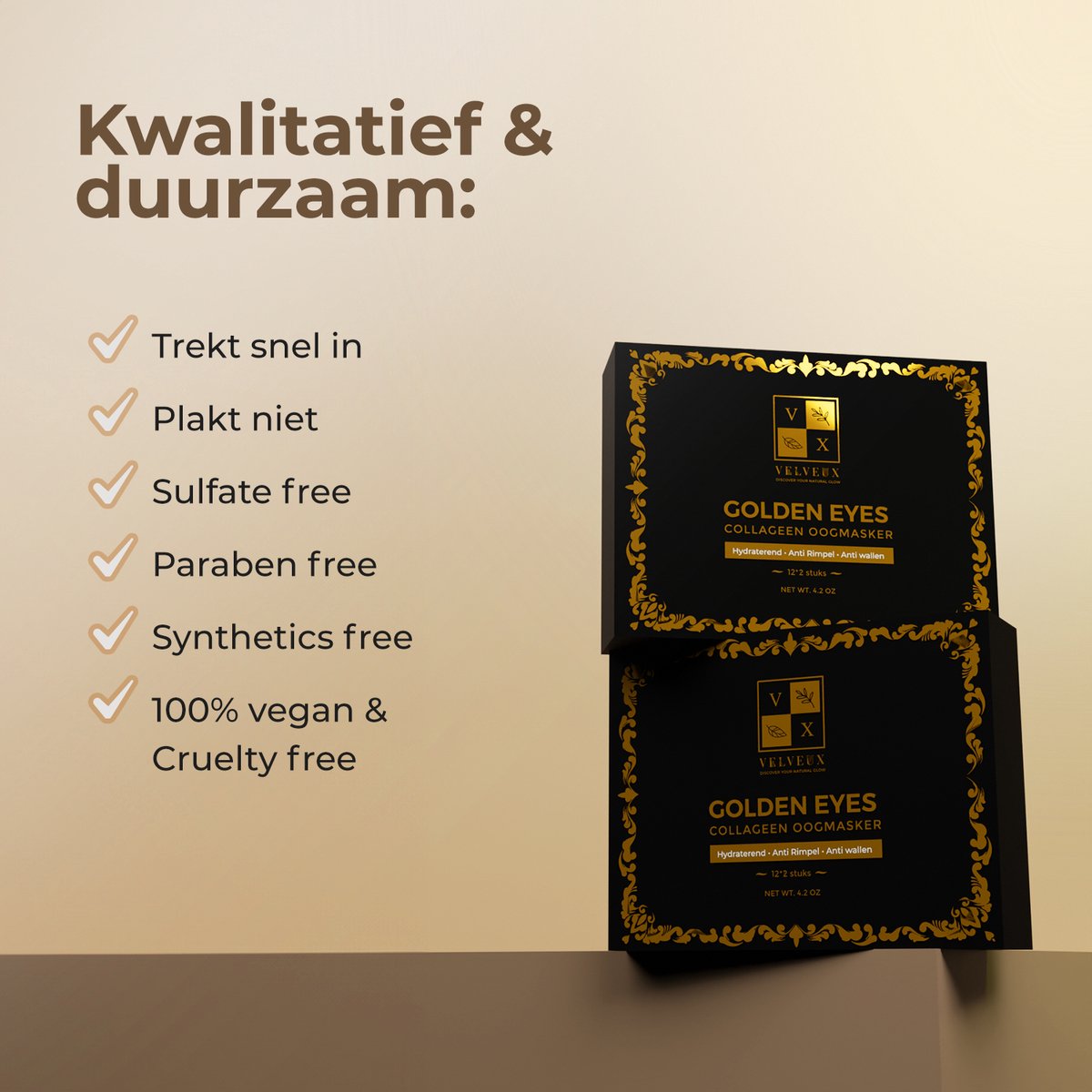 Velveux Collageen oogmasker 24 STUKS (12 paar) - wallen en donkere kringen - oogpads - hydrogel pads - gezichtsmaskers verzorging - eye patches — afbeelding 4