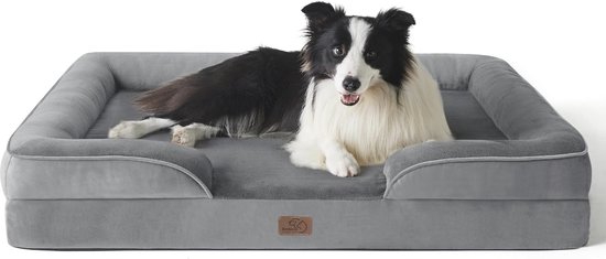 Orthopedisch hondenbed hondenmand, ergonomische hondensofa, met eivormig traagschuim voor middelgrote honden, wasbaar, antislip, afmetingen 89 x 63 cm