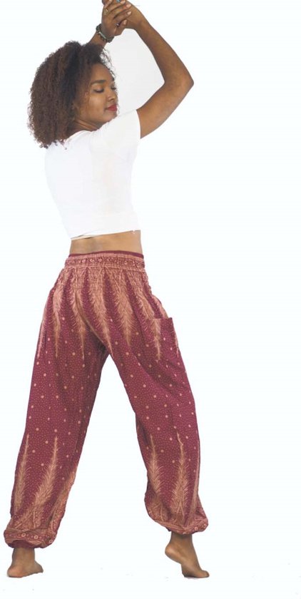 Sarouel - Pantalons de yoga - Pantalons d'été - femmes et hommes - M; taille 38,40,42 - Rouge Feather