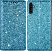 Coverup Glitter Book Case - Convient pour Samsung Galaxy A55 Case - Bleu clair