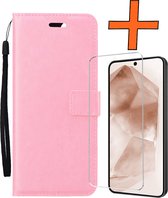 Étui adapté pour Samsung A55 Cover Bookcase Flipcase Book Cover avec protecteur d'écran - Étui adapté pour Samsung Galaxy A55 Case Book Case - Rose clair