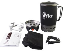 Hikr® Gasbrander - 1,4 liter gasstel - Campingkooktoestel - Snel water koken - Gaskoker - Gas waterkoker - Kooksysteem - Camping - Outdoor - Kooktoestel