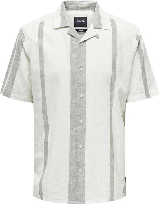 Only & Sons Chemise Onscaiden Ss Stripe Linen Resort No 22026109 Dusty Olive Taille Homme - XL