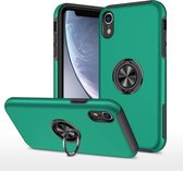 Telefoonhoesje Met Vingerring & Magneet voor Telefoohouders - Hoesje Geschikt voor: iPhone XR - Anti-drop harde cover - Groen