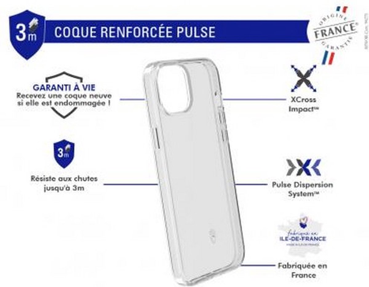Bigben Connected, PULSE versterkt hoesje voor iPhone 15 Plus, Transparant