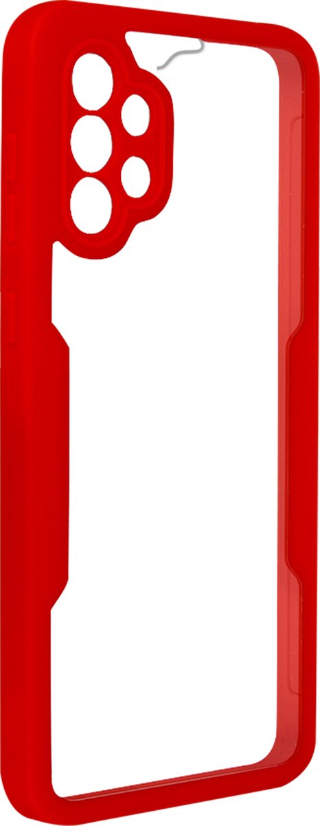 Geschikt voor Samsung Galaxy A32 integrale hoes Achterkant plexiglas omtrek rood